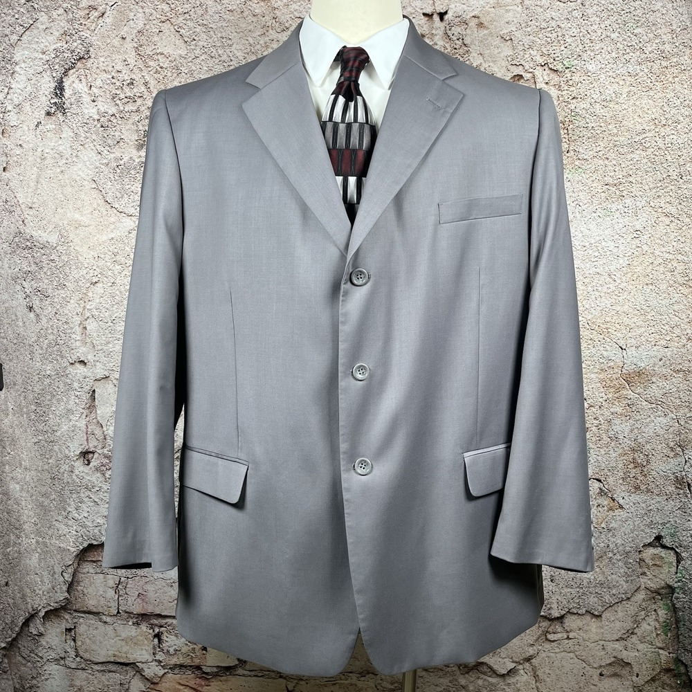 Caravelli Collezione Men's Gray Two Button Blazer Super 150's See Pics For Size